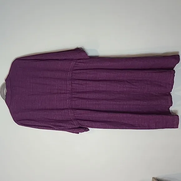 Flax Maxi Dress Purple Linen Lagenlook Coastal Luxury New Size 3X Shirt Dress