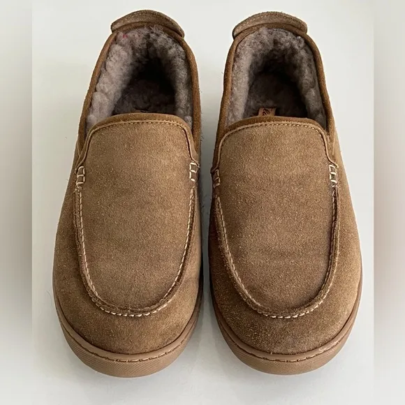 FLG LTD Men’s Leather Loafers Boardwalk Slippers Shearling Lined Size 9 M