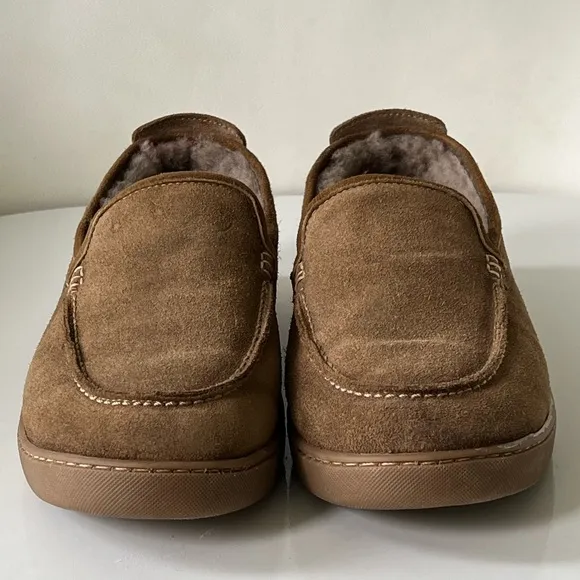 FLG LTD Men’s Leather Loafers Boardwalk Slippers Shearling Lined Size 9 M