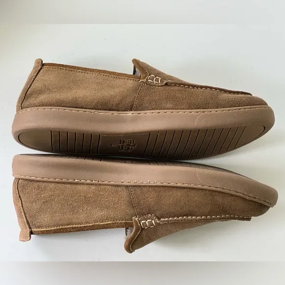 FLG LTD Men’s Leather Loafers Boardwalk Slippers Shearling Lined Size 9 M