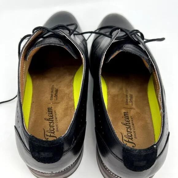 Florsheim Comfortech Black Oxford Derby shoes Men 11M FlexSole Ortholite Leather