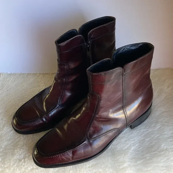 FLORSHEIM Essex Moc Toe Kidskin Leather Zipper Dressy Boots Cherry Mens Size 11