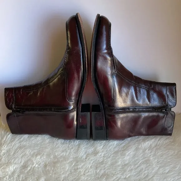 FLORSHEIM Essex Moc Toe Kidskin Leather Zipper Dressy Boots Cherry Mens Size 11