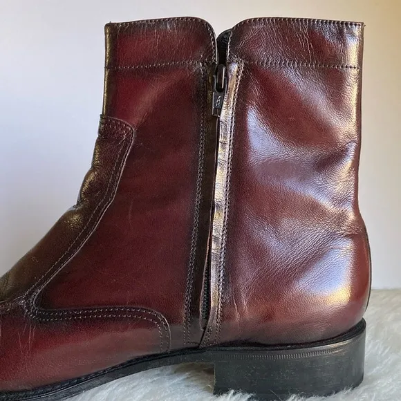 FLORSHEIM Essex Moc Toe Kidskin Leather Zipper Dressy Boots Cherry Mens Size 11