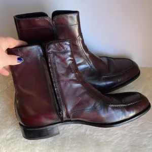 FLORSHEIM Essex Moc Toe Kidskin Leather Zipper Dressy Boots Cherry Mens Size 11