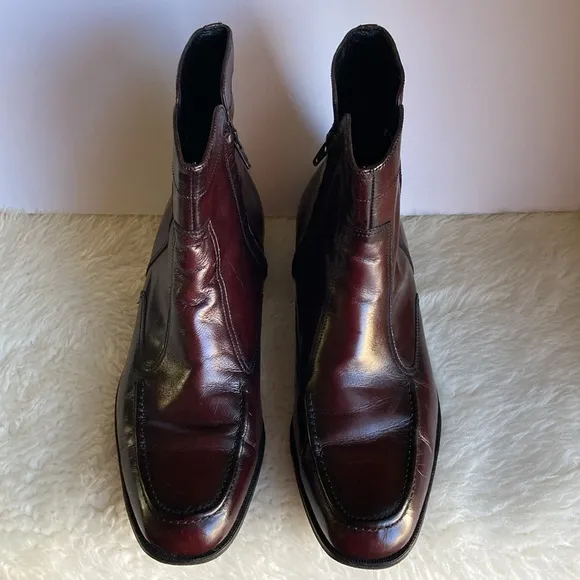 FLORSHEIM Essex Moc Toe Kidskin Leather Zipper Dressy Boots Cherry Mens Size 11