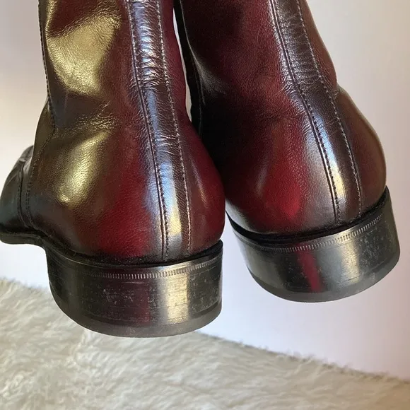 FLORSHEIM Essex Moc Toe Kidskin Leather Zipper Dressy Boots Cherry Mens Size 11