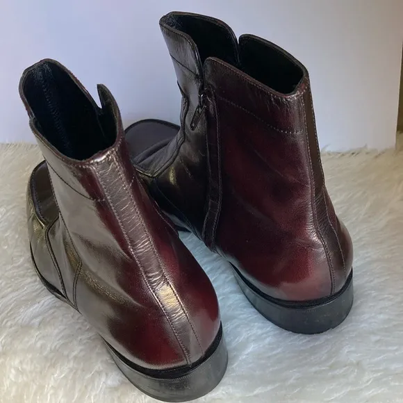 FLORSHEIM Essex Moc Toe Kidskin Leather Zipper Dressy Boots Cherry Mens Size 11