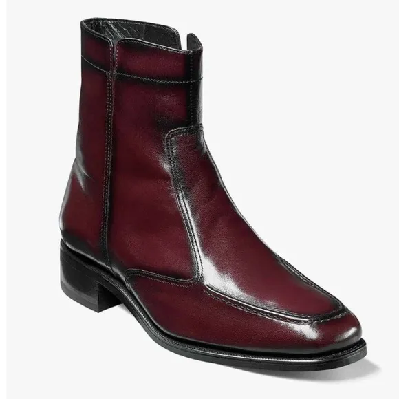 FLORSHEIM Essex Moc Toe Kidskin Leather Zipper Dressy Boots Cherry Mens Size 11