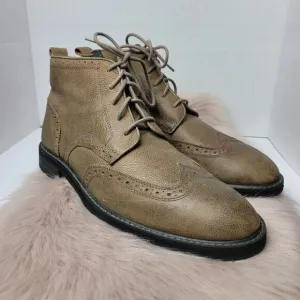 Florsheim Limited Tan Distressed Pebbled Leather Wingtips Ankle Boots 10.5D