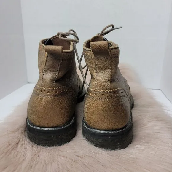 Florsheim Limited Tan Distressed Pebbled Leather Wingtips Ankle Boots 10.5D