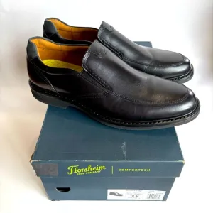Florsheim Men's 10M Norwalk  Moc Toe Slip On Shoes Black Leather Cushioned