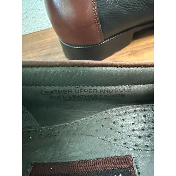 Florsheim Mens Shoes Sz 11.5 D Brown Black 2-Tone Leather Slip On Tassels Loafer
