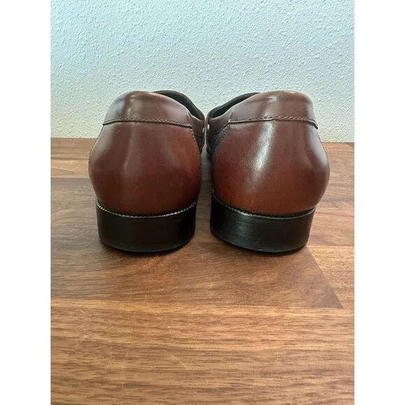 Florsheim Mens Shoes Sz 11.5 D Brown Black 2-Tone Leather Slip On Tassels Loafer