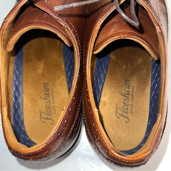 FLORSHEIM SHOES RUCCI WINGTIP OXFORD LEATHER COGNAC 13383 - 221 BROWN 11 M