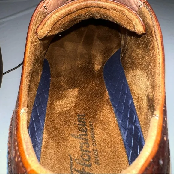 FLORSHEIM SHOES RUCCI WINGTIP OXFORD LEATHER COGNAC 13383 - 221 BROWN 11 M