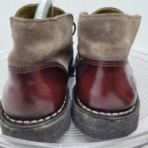Fly London Caxi Desert Boots Womens sz 7.5, EU38 Burgundy Gray Capi Brogue Shoes