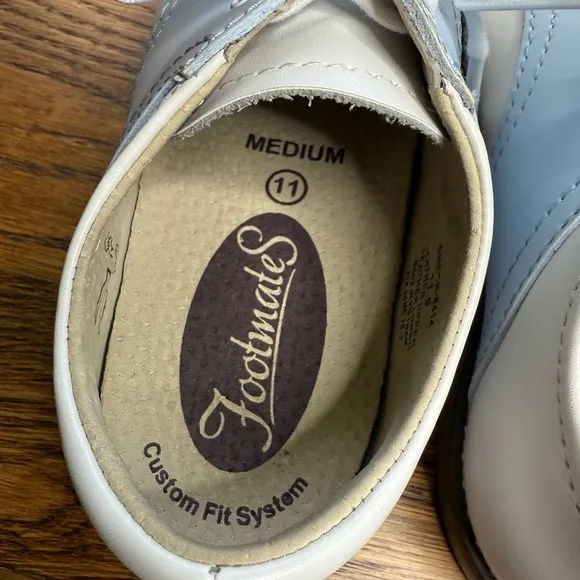Footmates Classic White and Blue Cheer -8414 Saddle Oxford Kids Shoes Size 11