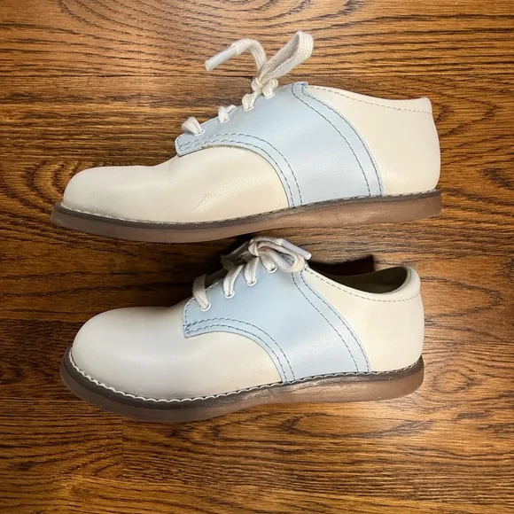 Footmates Classic White and Blue Cheer -8414 Saddle Oxford Kids Shoes Size 11