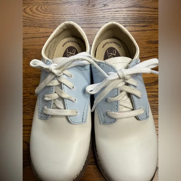 Footmates Classic White and Blue Cheer -8414 Saddle Oxford Kids Shoes Size 11
