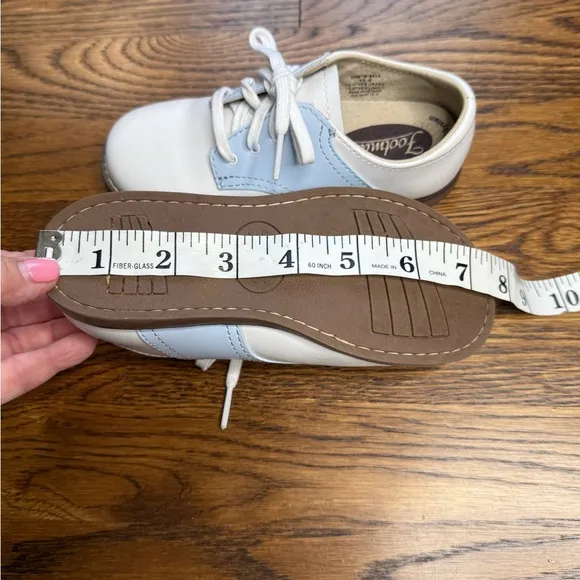 Footmates Classic White and Blue Cheer -8414 Saddle Oxford Kids Shoes Size 11