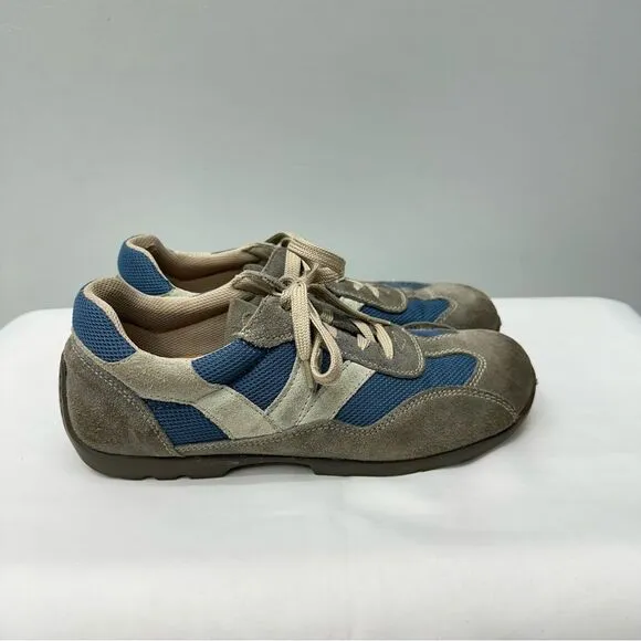 Footprints birkenstocks grey blue suede leather athletic tennis shoes men's 9