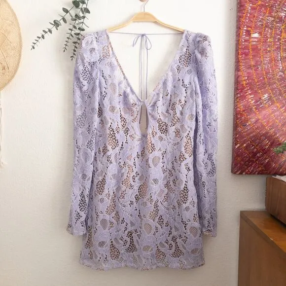 For Love &amp; Lemons Rosemary Lavender Lace Mini Dress XL