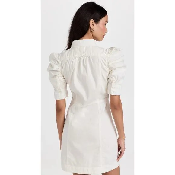 FRAME Gillian Puff Sleeve Minimalist Elegant Dress Feminine Parisian Chic Sz XS