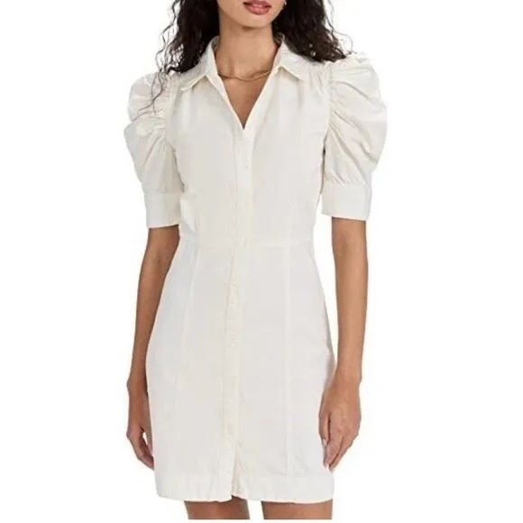 FRAME Gillian Puff Sleeve Minimalist Elegant Dress Feminine Parisian Chic Sz XS