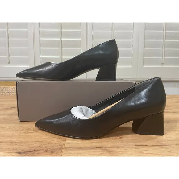 Franco Sarto Racer Pump Black Leather Size 8 Wide NIB Timeless Dressy Shoes