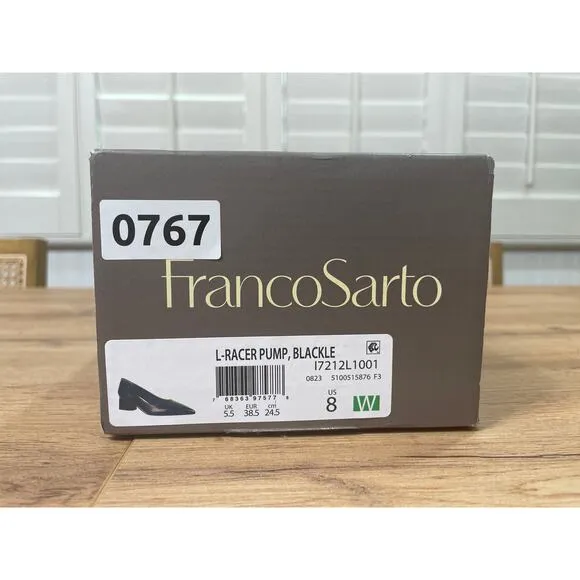 Franco Sarto Racer Pump Black Leather Size 8 Wide NIB Timeless Dressy Shoes