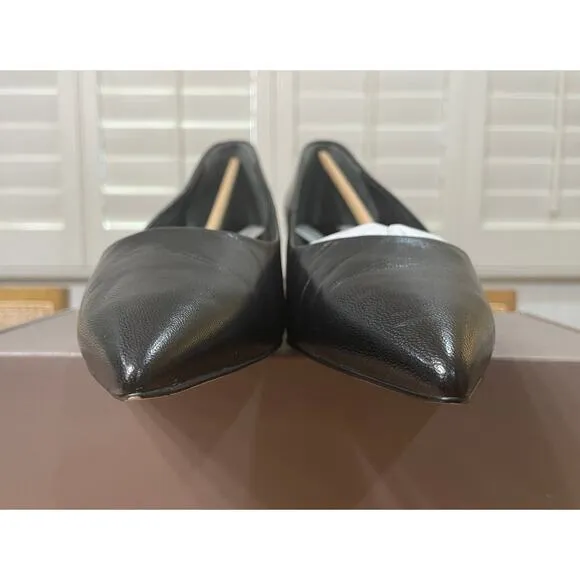 Franco Sarto Racer Pump Black Leather Size 8 Wide NIB Timeless Dressy Shoes
