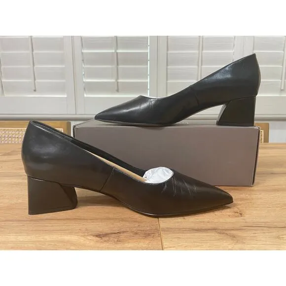 Franco Sarto Racer Pump Black Leather Size 8 Wide NIB Timeless Dressy Shoes