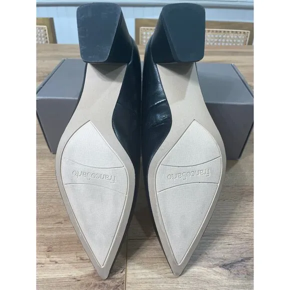 Franco Sarto Racer Pump Black Leather Size 8 Wide NIB Timeless Dressy Shoes
