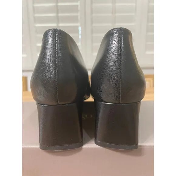 Franco Sarto Racer Pump Black Leather Size 8 Wide NIB Timeless Dressy Shoes