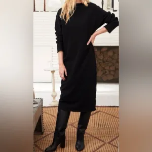 Frank &amp; Eileen Isabelle Funnel Neck Dress Black Minimalist Neutral