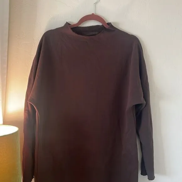 Frank and Eileen Isabelle Long Sleeve Sweater Dress Chocolate Brown Cotton Med