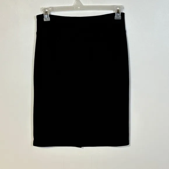 Frank Lyman Skirt Black Women’s Size 10 Midi Lined Small Slit Minimalist