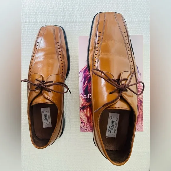 Fratelli Footware Mens Leather Khaki Square Dress Shoes Size 10‎