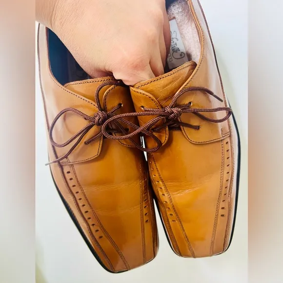 Fratelli Footware Mens Leather Khaki Square Dress Shoes Size 10‎