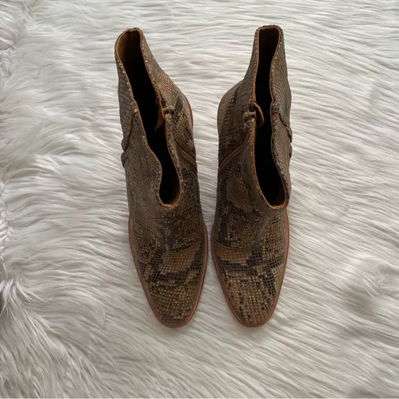 Free People Barclay Snake-Embossed Leather Boots 39