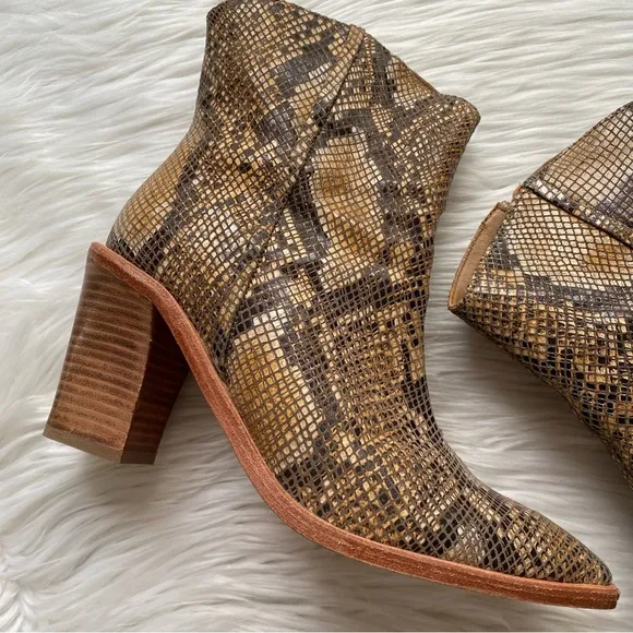 Free People Barclay Snake-Embossed Leather Boots 39