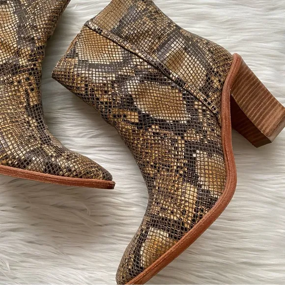 Free People Barclay Snake-Embossed Leather Boots 39