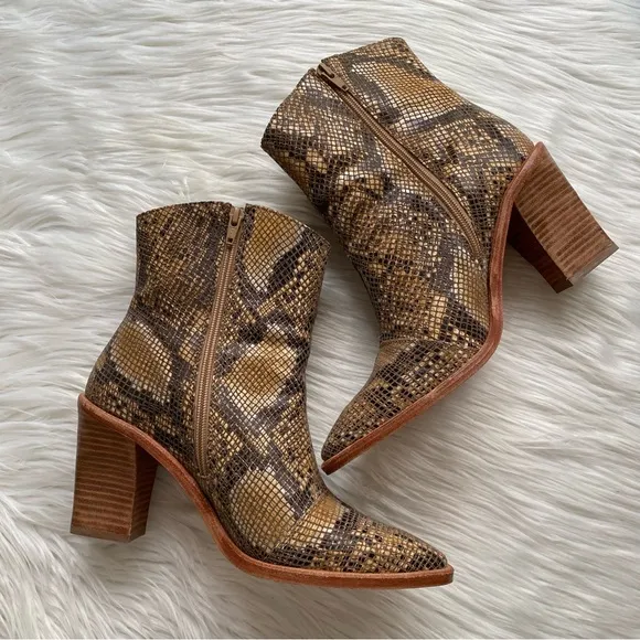 Free People Barclay Snake-Embossed Leather Boots 39
