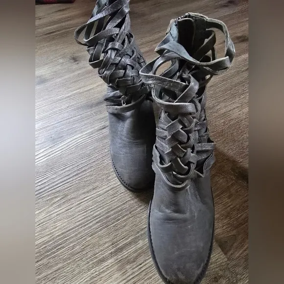 Free People Carrera Braided Women's Gray Ankle Boots