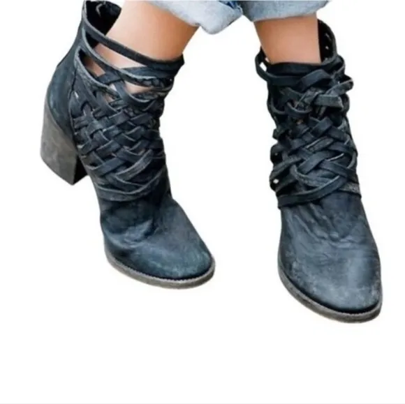 Free People Carrera Braided Women's Gray Ankle Boots