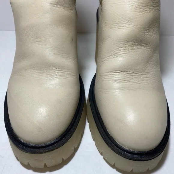 Free People Cream Leather Jesse CutoutHeeled Ankle Boots Size 38