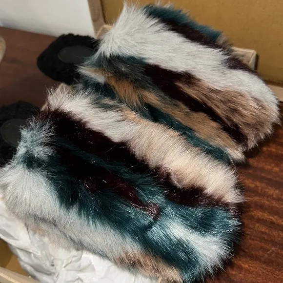 Free People Daylight Womens Faux Fur Slip On Slide Slippers