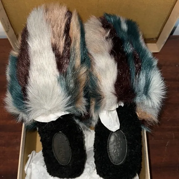 Free People Daylight Womens Faux Fur Slip On Slide Slippers