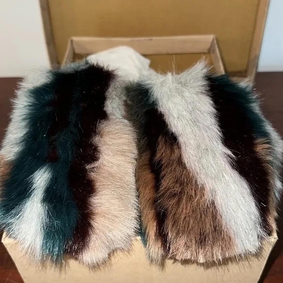 Free People Daylight Womens Faux Fur Slip On Slide Slippers